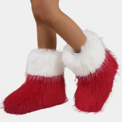 Damesschoenen*FAITH - Casual Kerstlaarzen voor Dames Rood