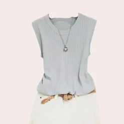 Topjes & Shirts Dames*Fiona - Effen gebreid damesshirt voor de zomer