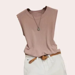 Topjes & Shirts Dames*Fiona - Effen gebreid damesshirt voor de zomer