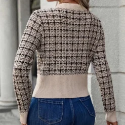 Truien & Vesten Dames*Fionnuala - Gracieus gebreid zomer vest voor dames Beige Zwart