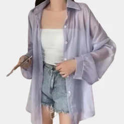 Topjes & Shirts Dames*Fiore - Elegante zomershirt met lange mouwen en moderne snit