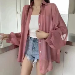 Topjes & Shirts Dames*Fiore - Elegante zomershirt met lange mouwen en moderne snit