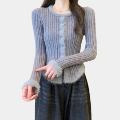 Topjes & Shirts Dames*Flavie - Comfortabel en trendy gebreid geribd damesvest voor de lente en zomer