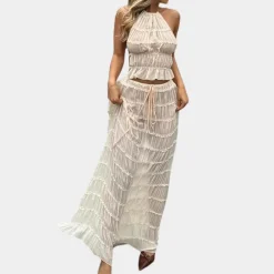 Sets Dames*Fleur - Elegante 2-delige dames set voor de zomer Wit