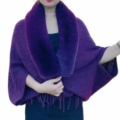 Truien & Vesten Dames*FLORENCE - Lente/Zomer gebreide franje bontkraag sjaal