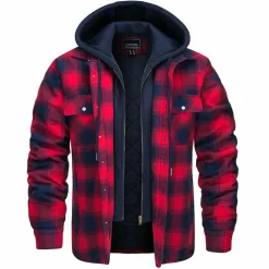 Jassen Heren*FLORIAN - Lichte geruite zomerjas met capuchon voor heren