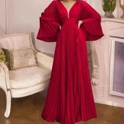 Jurken & Jumpsuits Dames*Furman - Elegante en geplooide maxi-jurk voor dames - Zomerse Stijl