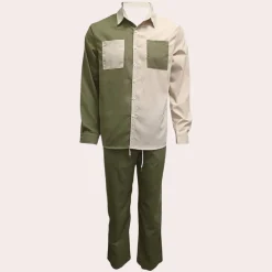 Sets Heren*Gabor - Heren 2-delig set met kleurblokdesign voor de zomer Legergroen