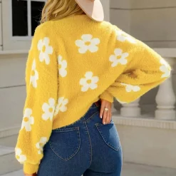 Truien & Vesten Dames*Gaspara - Stralend gebloemd zomer vest met lantaarnmouwen voor dames