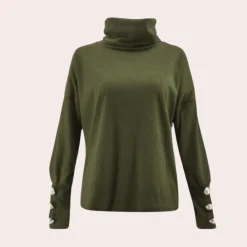 Truien & Vesten Dames*Gebreide coltrui voor dames - Lente/Zomer editie Legergroen