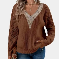 Topjes & Shirts Dames*Gebreide damestop met lange mouwen - Zomerse Stijl