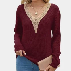 Topjes & Shirts Dames*Gebreide damestop met lange mouwen - Zomerse Stijl