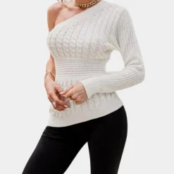 Truien & Vesten Dames*Gebreide damestrui met één schouder - Zomerse stijl Wit