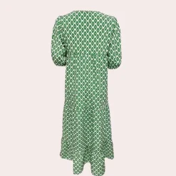 Jurken & Jumpsuits Dames*Gelaagde maxi-jurk met pofmouwen - Zomerse Editie Groen