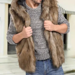 Truien & Vesten Heren*Gellert - Stijlvol zomervest voor heren met capuchon Bruin