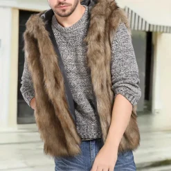 Truien & Vesten Heren*Gellert - Stijlvol zomervest voor heren met capuchon Bruin