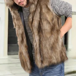 Truien & Vesten Heren*Gellert - Stijlvol zomervest voor heren met capuchon Bruin