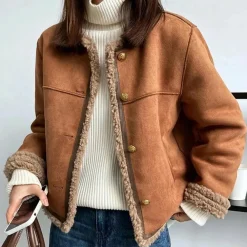 Leren Jassen Dames|Jassen Dames*GEORGIA - Stijlvolle jas voor vrouwen Bruin sepia