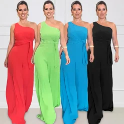 Jurken & Jumpsuits Dames*GEORGINA - Stijlvolle zomerse jumpsuit met één schouder