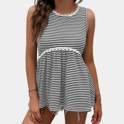 Topjes & Shirts Dames*Gestreepte gebreide zomertanktop voor dames