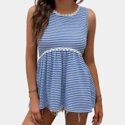 Topjes & Shirts Dames*Gestreepte gebreide zomertanktop voor dames