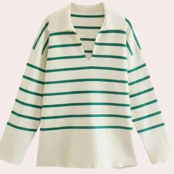 Truien & Vesten Dames*Gestreepte oversized damestrui voor de zomer Beige