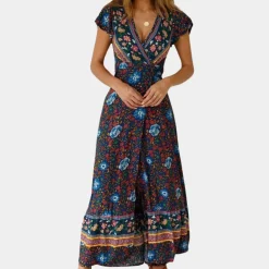 Jurken & Jumpsuits Dames*Gina - Zomerse dames maxi-jurk met split