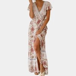 Jurken & Jumpsuits Dames*Gina - Zomerse dames maxi-jurk met split