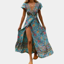 Jurken & Jumpsuits Dames*Gina - Zomerse dames maxi-jurk met split