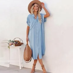 Jurken & Jumpsuits Dames*GREER - Casual losse zomerjurk Blauw