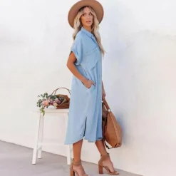 Jurken & Jumpsuits Dames*GREER - Casual losse zomerjurk Blauw