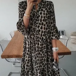 Jurken & Jumpsuits Dames*GRUSHA - Elegante zomerjurk voor dames Luipaardprint