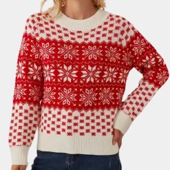 Truien & Vesten Dames*GUIDA - Stijlvolle Kersttrui voor Dames Rood