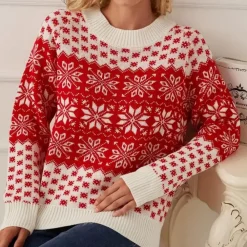 Truien & Vesten Dames*GUIDA - Stijlvolle Kersttrui voor Dames Rood