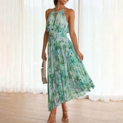 Jurken & Jumpsuits Dames*GUNILLA - Zomerse gebloemde maxi jurk Groen