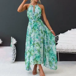 Jurken & Jumpsuits Dames*GUNILLA - Zomerse gebloemde maxi jurk Groen
