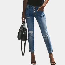 Broeken Heren*Harriet - Casual gescheurde zomerjeans Blauw