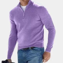 Truien & Vesten Heren*Harvey - Eenvoudige herensweater met halve rits voor de zomer