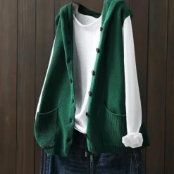 Truien & Vesten Dames*HEATHER - Luchtig Gebreid Dames Vest met Capuchon voor Zomer