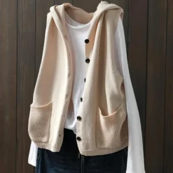 Truien & Vesten Dames*HEATHER - Luchtig Gebreid Dames Vest met Capuchon voor Zomer