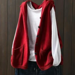 Truien & Vesten Dames*HEATHER - Luchtig Gebreid Dames Vest met Capuchon voor Zomer