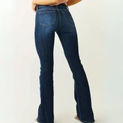 Broeken & Rokken Dames*HELJA - Halfhoge wijduitlopende zomerbroek Marine blauw