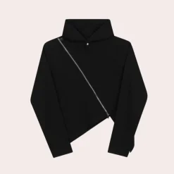 Truien & Vesten Heren*Helmut - Moderne herenhoodie met asymmetrische zoom voor de zomer Zwart