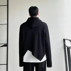 Truien & Vesten Heren*Helmut - Moderne herenhoodie met asymmetrische zoom voor de zomer Zwart