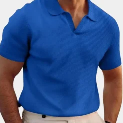 Shirts Heren*Heren casual zomer overhemd met v-hals en revers