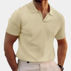 Shirts Heren*Heren casual zomer overhemd met v-hals en revers