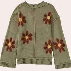 Truien & Vesten Dames*Honoria - Dames Elegante Bloemen Zomertrui Groen