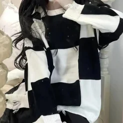 Truien & Vesten Dames*Hulde - Stijl geruite lange zomerse trui voor dames Zwart