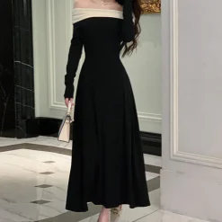 Jurken & Jumpsuits Dames*Ilinca - Glamoureuze Off-Shoulder Zomerjurk voor Vrouw Zwart