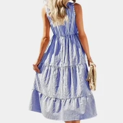 Jurken & Jumpsuits Dames*Inara - Stijlvolle gestreepte damesjurk voor de zomer